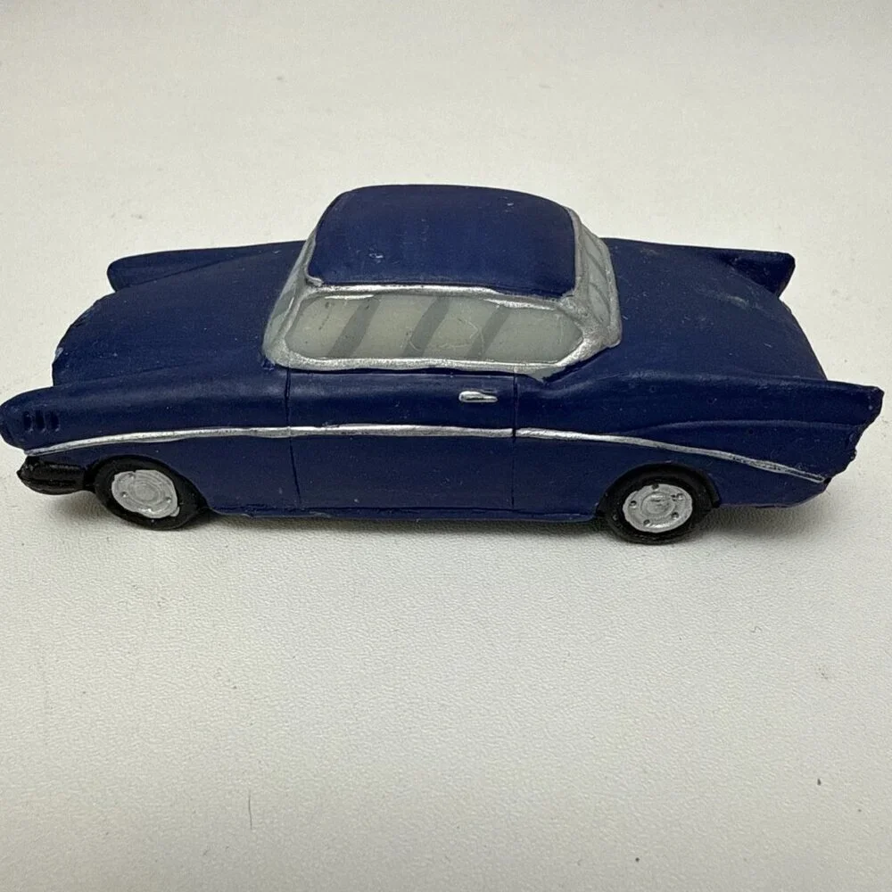 Christmas Village Blue Retro Car Miniature Resin Figurine